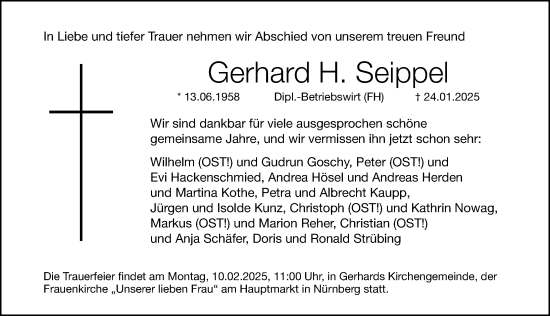 Traueranzeige von Gerhard H. Seippel von Gesamtausgabe Nürnberger Nachrichten/ Nürnberger Ztg.