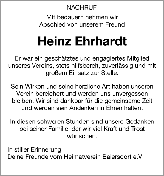 Traueranzeige von Heinz Ehrhardt von Gesamtausgabe Nürnberger Nachrichten/ Nürnberger Ztg.