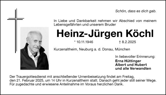 Traueranzeige von Heinz-Jürgen Köchl von Altmühl-Bote Lokal