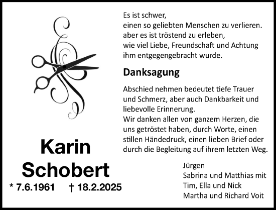 Traueranzeige von Karin Schobert von Fürther Nachrichten Lokal