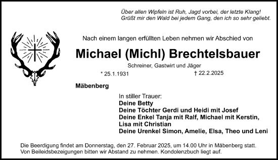 Traueranzeige von Michael Brechtelsbauer von Roth-Hilpoltsteiner Volkszeitung Lokal