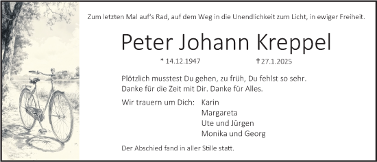 Traueranzeige von Peter Johann Kreppel von Erlanger Nachrichten Lokal