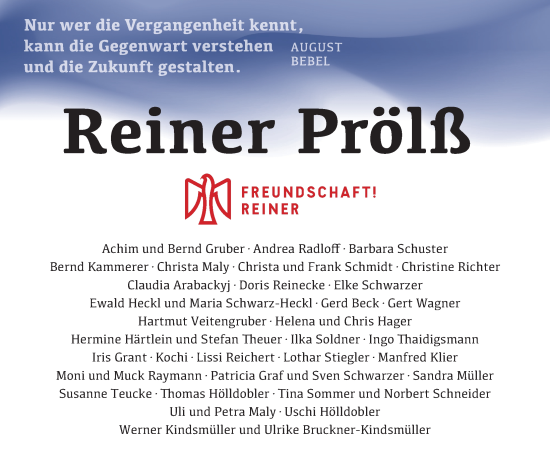 Traueranzeige von Reiner Prölß von Gesamtausgabe Nürnberger Nachrichten/ Nürnberger Ztg.