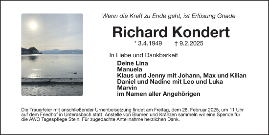 Traueranzeige von Richard Kondert von Fürther Nachrichten Lokal