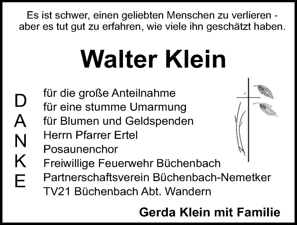  Traueranzeige für Walter Klein vom 22.02.2025 aus Roth-Hilpoltsteiner Volkszeitung Lokal