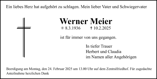 Traueranzeige von Werner Meier von Erlanger Nachrichten Lokal