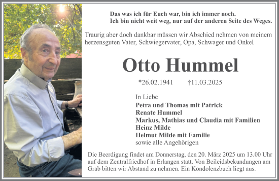 Traueranzeige von Otto Hummel von Erlanger Nachrichten Lokal