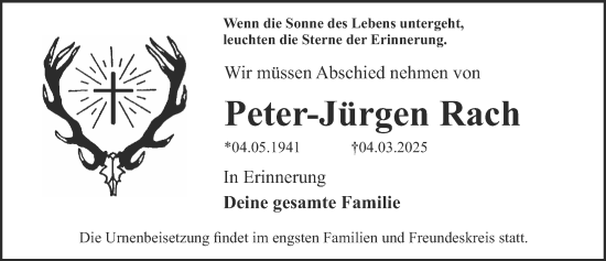 Traueranzeige von Peter-Jürgen Rach von Erlanger Nachrichten Lokal