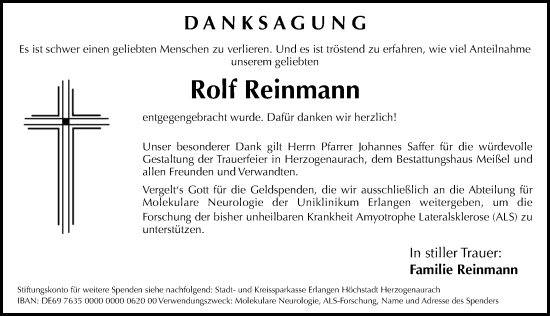 Traueranzeige von Rolf Reinmann von Erlanger Nachrichten Lokal