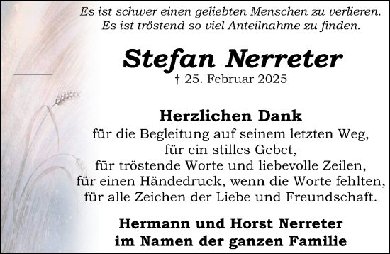 Traueranzeige von Stefan Nerreter von Schwabacher Tagblatt Lokal