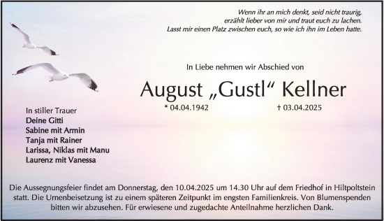 Traueranzeige von August Kellner von Nordbayerische Nachrichten Forchheim Lokal