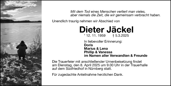 Traueranzeige von Dieter Jäckel von Gesamtausgabe Nürnberger Nachrichten/ Nürnberger Ztg.