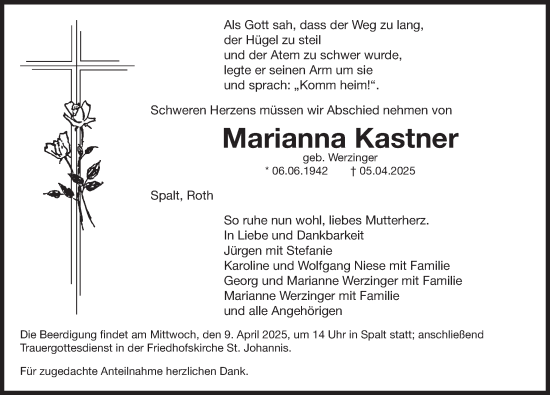 Traueranzeige von Marianna Kastner von Roth-Hilpoltsteiner Volkszeitung Lokal