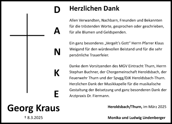 Traueranzeige von Georg Kraus von Nordbayerische Nachrichten Forchheim Lokal