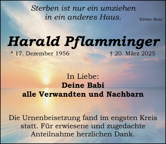 Traueranzeige von Harald Pflamminger von Schwabacher Tagblatt Lokal