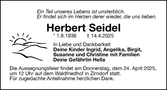Traueranzeige von Herbert Seidel von Fürther Nachrichten Lokal