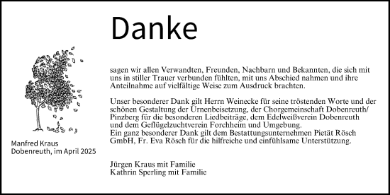 Traueranzeige von Manfred Kraus von Nordbayerische Nachrichten Forchheim Lokal