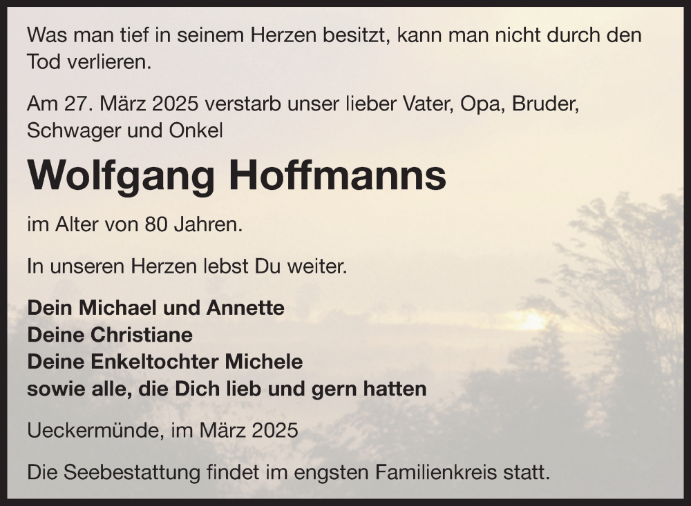  Traueranzeige für Wolfgang Hoffmanns vom 12.04.2025 aus Roth-Hilpoltsteiner Volkszeitung Lokal