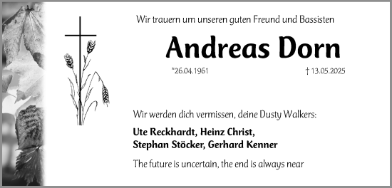 Traueranzeige von Andreas Dorn von Erlanger Nachrichten Lokal