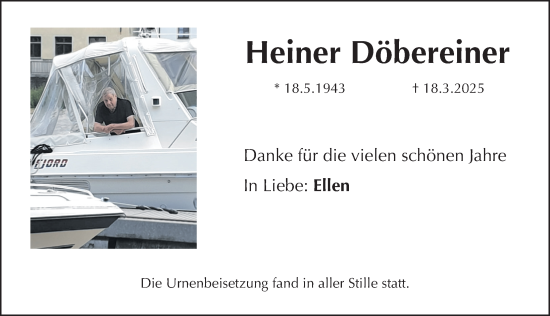 Traueranzeige von Heiner Döbereiner von Fürther Nachrichten Lokal