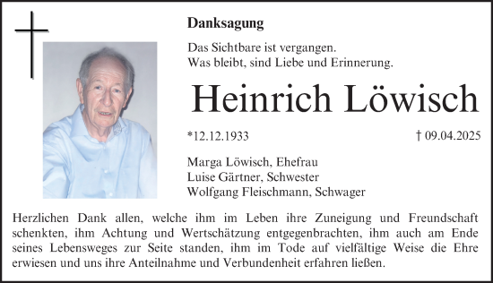 Traueranzeige von Heinrich Löwisch von Gesamtausgabe Nürnberger Nachrichten/ Nürnberger Ztg.