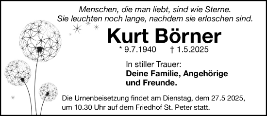Traueranzeige von Kurt Börner von Gesamtausgabe Nürnberger Nachrichten/ Nürnberger Ztg.