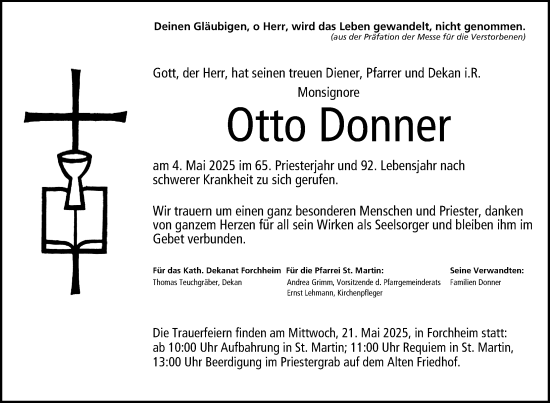 Traueranzeige von Otto Donner von Nordbayerische Nachrichten Forchheim Lokal
