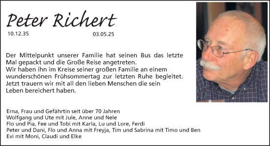 Traueranzeige von Peter Richert von Gesamtausgabe Nürnberger Nachrichten/ Nürnberger Ztg.
