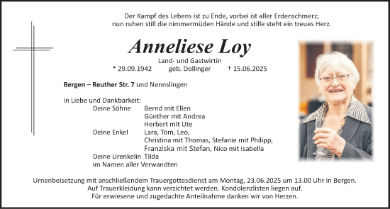 Traueranzeige von Anneliese Loy von Roth-Hilpoltsteiner Volkszeitung Lokal