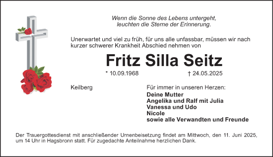 Traueranzeige von Fritz Silla Seitz von Altmühl-Bote Lokal/ Roth-Hilpoltsteiner Volkszeitung