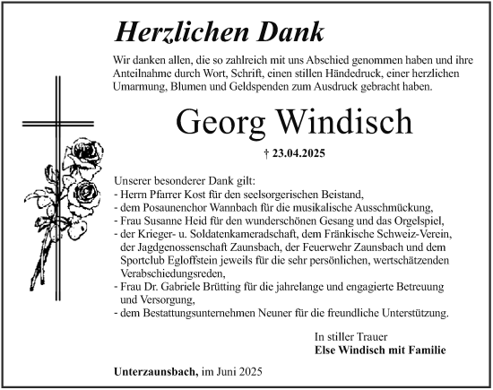 Traueranzeige von Georg Windisch von Nordbayerische Nachrichten Forchheim Lokal