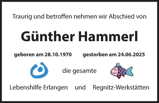 Traueranzeige von Günther Hammerl von Erlanger Nachrichten Lokal