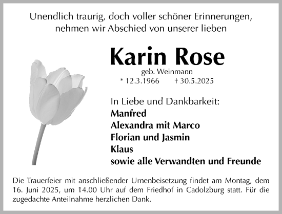 Traueranzeige von Karin Rose von Fürther Nachrichten Lokal