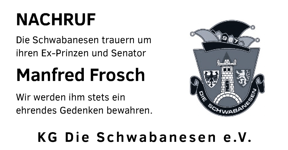  Traueranzeige für Manfred Frosch vom 06.06.2025 aus Schwabacher Tagblatt Lokal