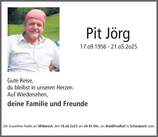 Traueranzeige von Pit Jörg von Roth-Hilpoltsteiner Volkszeitung/ Schwabach