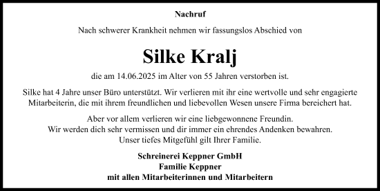 Traueranzeige von Silke Kralj von Fürther Nachrichten Lokal