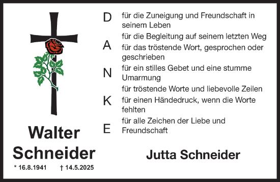 Traueranzeige von Walter Schneider von Fürther Nachrichten Lokal
