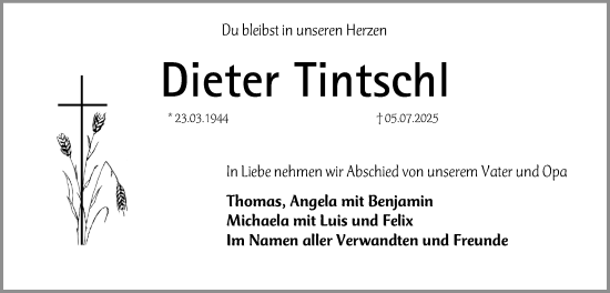 Traueranzeige von Dieter Tintschl von Erlanger Nachrichten Lokal