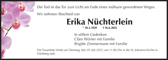 Traueranzeige von Erika Nüchterlein von Fürther Nachrichten Lokal