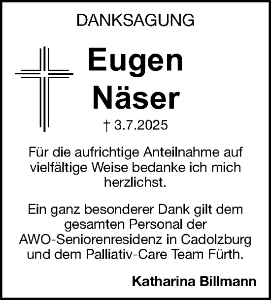 Traueranzeige von Eugen Näser von Fürther Nachrichten Lokal
