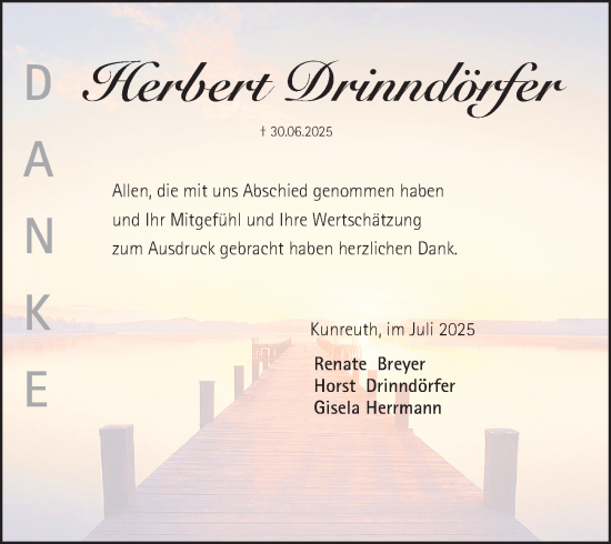 Traueranzeige von Herbert Drinndörfer von Nordbayerische Nachrichten Forchheim Lokal