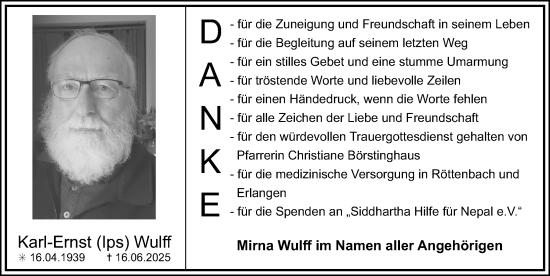 Traueranzeige von Karl-Ernst Wulff von Erlanger Nachrichten Lokal