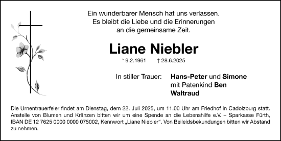 Traueranzeige von Liane Niebler von Fürther Nachrichten Lokal