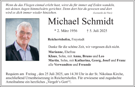 Traueranzeige von Michael Schmidt von Neumarkter Nachrichten Lokal