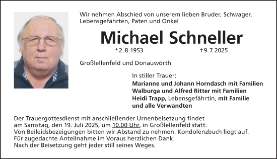 Traueranzeige von Michael Schneller von Altmühl-Bote Lokal