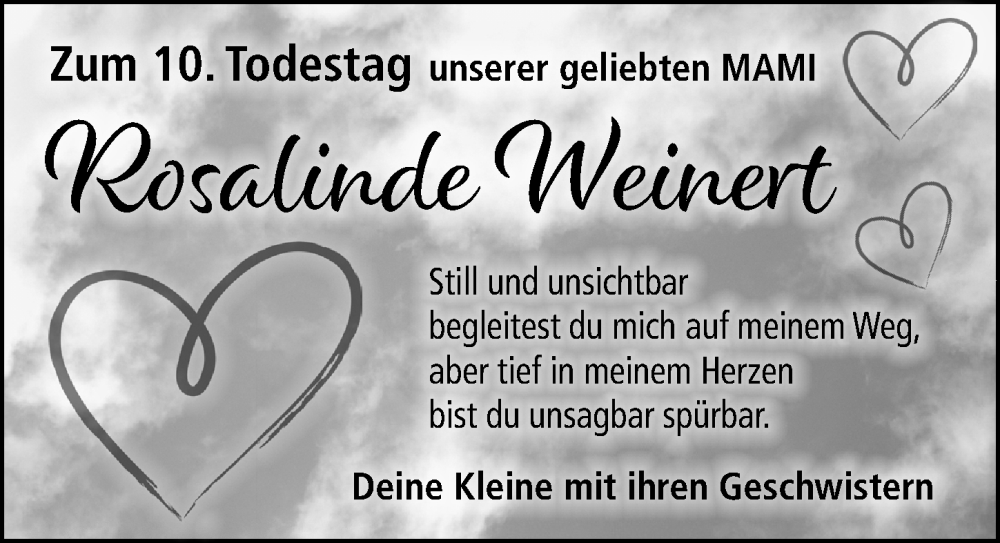  Traueranzeige für Rosalinde Weinert vom 23.07.2025 aus Schwabacher Tagblatt Lokal