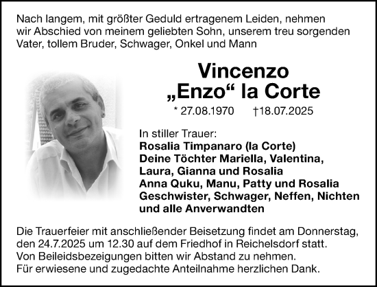 Traueranzeige von Vincenzo la Corte von Gesamtausgabe Nürnberger Nachrichten/ Nürnberger Ztg.