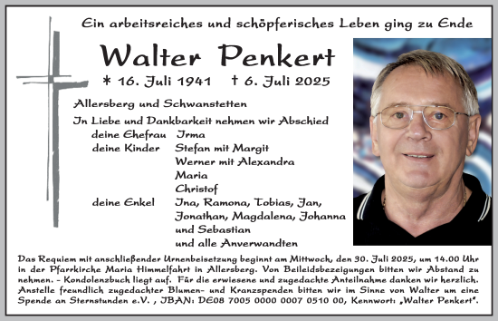 Traueranzeige von Walter Penkert von Roth-Hilpoltsteiner Volkszeitung Lokal