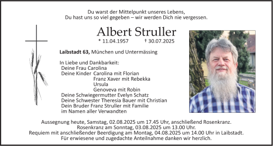 Traueranzeige von Albert Struller von Roth-Hilpoltsteiner Volkszeitung Lokal