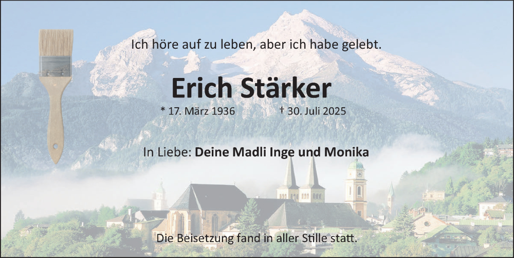  Traueranzeige für Erich Stärker vom 09.08.2025 aus Schwabacher Tagblatt Lokal